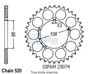 Product image: Sifam - 25074CZ41 - Chain wheel rear 125 Tuareg Wind 87-88   Type 520/Z41 