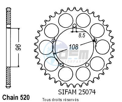 Product image: Sifam - 25074CZ41 - Chain wheel rear 125 Tuareg Wind 87-88   Type 520/Z41  0