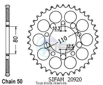 Product image: Sifam - 20920CZ39 - Chain wheel rear Vf 750 C 93-98   Type 530/Z39  0