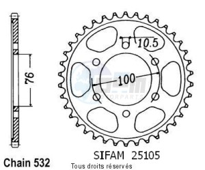Product image: Sifam - 25105CZ42 - Chain wheel rear Gsx-r 1100 W 93-94   Chain wheel rear Gsx-R 1100 W 93-94 