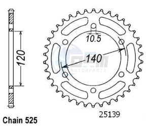 Product image: Esjot - 50-29019-39 - Chainwheel Steel Kawasaki - 525 - 39 Teeth -  Identical to JTR498 - Made in Germany 