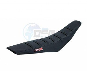 Product image: Crossx - M217-3BBB - Saddle Cover  KAWASAKI KXF 450 16 - 18 KXF 250 17-20 TOP BLACK- SIDE BLACK-STRIPES BLACK (M217-3BBB) 