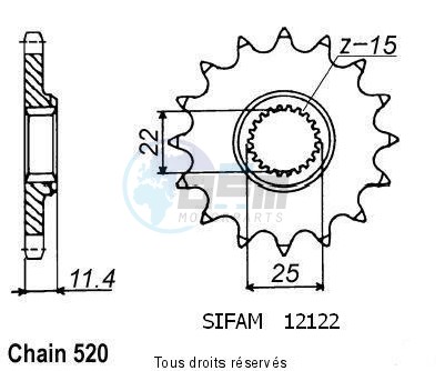 Product image: Sifam - 12122CZ16 - Sprocket KTM 620 Egs 94-98 Gs 400 Duke 94-98 12122cz   16 teeth   TYPE : 520  0