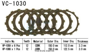 Product image: Kyoto - VC1030 - Clutch Plate kit complete Xr650 R 00 05   