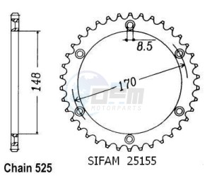 Product image: Esjot - 50-29012-47 - Chainwheel Steel Suzuki - 525 - 47 Teeth -  Identical to JTR1821 - Made in Germany 