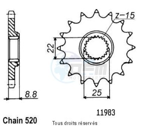 Product image: Sifam - 11983CZ13 - Sprocket KTM Tous Modeles 2t 1984-2004 11983cz   13 teeth   TYPE : 520 