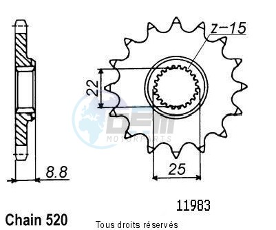 Product image: Sifam - 11983CZ13 - Sprocket KTM Tous Modeles 2t 1984-2004 11983cz   13 teeth   TYPE : 520  0
