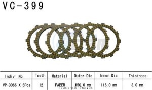 Product image: Kyoto - VC399 - Clutch Plate kit complete Lt-F 500 F 03-   