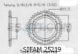 Product image: Sifam - 25219CZ40 - Chain wheel rear Cagiva 1000 Raptor 00   Type 530/Z40 
