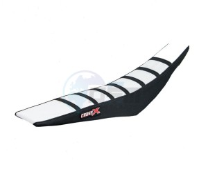 Product image: Crossx - M415-3WBB - Saddle Cover YAMAHA YZF 250 14-18 YZF 450 14-17 WRF 250 15-18 WRF 450 16-18 TOP WHITE- SIDE BLACK-STRIPES BLACK (M415-3WBB) + COUVRE CACHE RESERVOIR INCLUS 