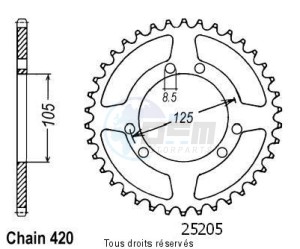 Product image: Sifam - 25205CZ50 - Chain wheel rear Derbi Senda 50 00- Chain wheel rear 6 mounting holes Type 420/Z50 