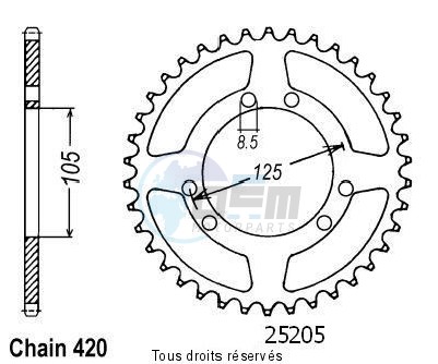 Product image: Sifam - 25205CZ50 - Chain wheel rear Derbi Senda 50 00- Chain wheel rear 6 mounting holes Type 420/Z50  0