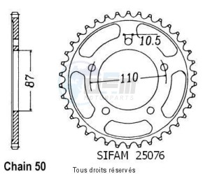 Product image: Sifam - 25076CZ42 - Chain wheel rear Rf 600 R 95-98   Type 530/Z42 