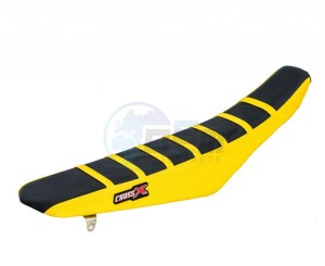 Product image: Crossx - M313-3BYY - Saddle Cover SUZUKI DRZ 400 01-20 TOP BLACK- SIDE YELLOW-STRIPES YELLOW (M313-3BYY) 
