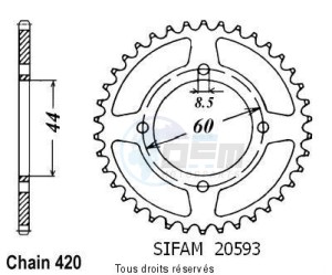 Product image: Sifam - 20593CZ41 - Chain wheel rear Dt 80 Mx 81-83 Ty 80 77-82 Type 420/Z41 