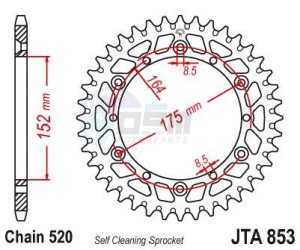 Product image: Esjot - 51-32003-49 - Chainwheel Alu TT Yamaha - 520 - 49 Teeth -  Identical to JTA853 - Made in Germany 