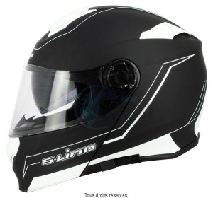 Product image: S-Line - MS81G1002 - Flip up Helmet S550 Black White S Dual Face - Graphics Double Visor with Pinlock 