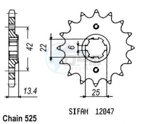 Product image: Esjot - 50-29001-16 - Sprocket Honda - 525 - 16 Teeth -  Identical to JTF291 - Made in Germany 