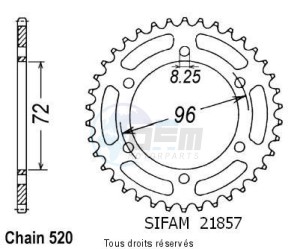 Product image: Sifam - 21857CZ42 - Chain wheel rear Sp 370 77-80   Type 520/Z42 