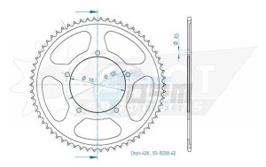 Product image: Esjot - 50-15038-62 - Chainwheel Steel Sachs - 428 - 62 Teeth- Equal to JTR5213 - Made in Germany 