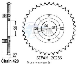 Product image: Sifam - 20236CZ38 - Chain wheel rear St 70 Dax 78-81 Cy 80 Type 420/Z38 