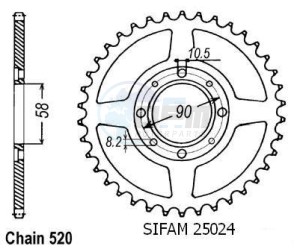 Product image: Esjot - 50-15013-53 - Chainwheel Steel TT Yamaha - 428 - 53 Teeth - Made in Germany 