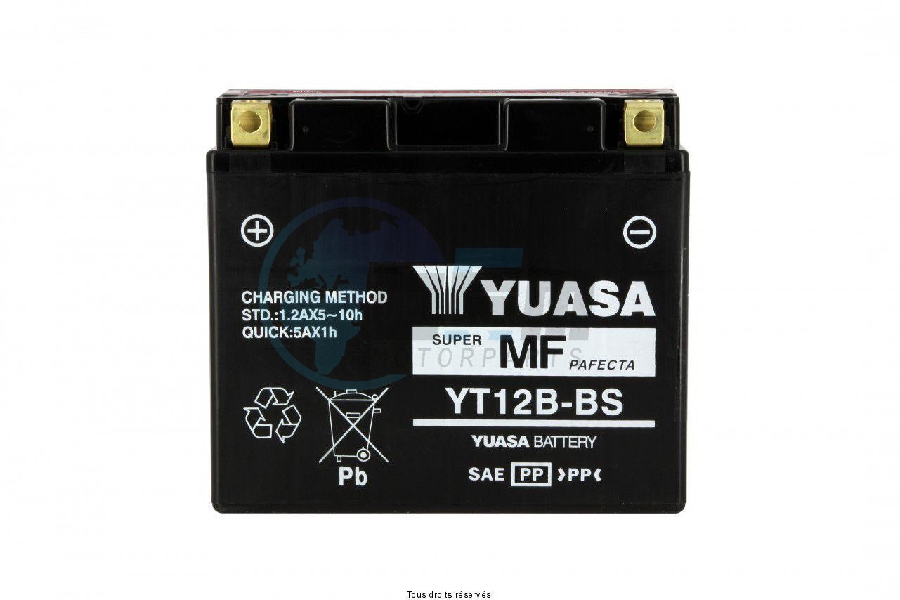 Product image: Yuasa - 812125 - Battery YT12B-BS - AGM L 150mm  W 70mm  H 131mm 12v 10ah Delivery with Acid  1