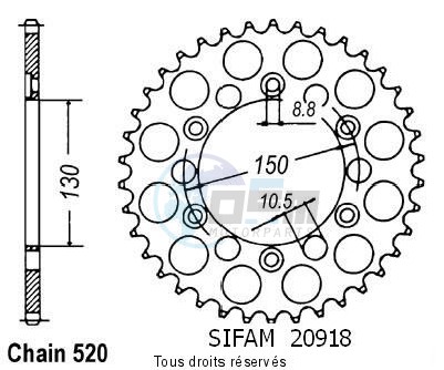 Product image: Sifam - 20918CZ43 - Chain wheel rear 650 Slr 97-98 Xls 400 81 Type 520/Z43  0