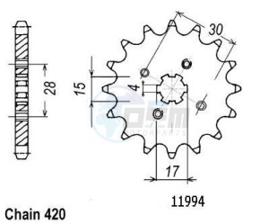 Product image: Esjot - 50-13001-14 - Sprocket TT Honda - 420 - 14 Teeth -  Identical to JTF253 - Made in Germany 