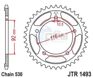 Product image: Esjot - 50-35057-41 - Chainwheel Steel Kawasaki - 530 - 41 Teeth -  Identical to JTR1493 - Made in Germany 