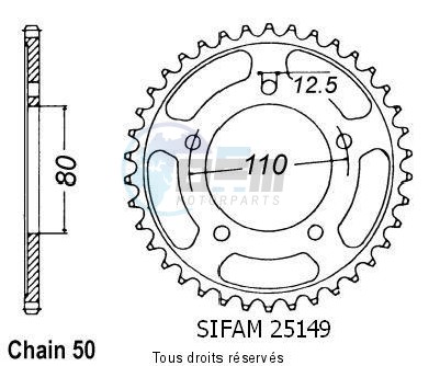 Product image: Sifam - 25149CZ43 - Chain wheel rear Triumph 1200 Daytona   Type 530/Z43  0