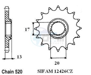 Product image: Esjot - 50-32105-13 - Sprocket TT TM - 520 - 13 Teeth - Made in Germany 