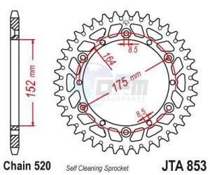 Product image: Esjot - 51-32003-50 - Chainwheel Alu TT Yamaha - 520 - 50 Teeth -  Identical to JTA853 - Made in Germany 
