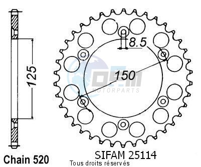 Product image: Sifam - 25114AZ40 - Chain wheel rear KTM Alu 125/250/600 1990-2004 Type 520/Z40  0