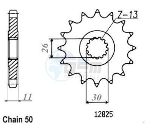 Product image: Esjot - 50-35016-17 - Sprocket Yamaha - 530 - 17 Teeth -  Identical to JTF579 - Made in Germany 