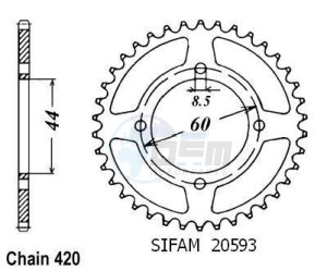Product image: Esjot - 50-13003-45 - Chainwheel Steel TT Yamaha - 420 - 45 Teeth - Made in Germany 