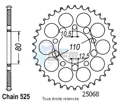 Product image: Sifam - 25068CZ44 - Chain wheel rear Vt 600 Shadow 89-04   Type 525/Z44  0