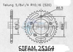 Product image: Sifam - 25164CZ43 - Chain wheel rear Cagiva 125 Planet 99 6 Spokes Type 520/Z43  0