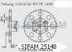 Product image: Sifam - 25148CZ46 - Tandwiel Achter AP 50 Classic 92 46 
