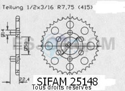 Product image: Sifam - 25148CZ46 - Tandwiel Achter AP 50 Classic 92 46  0