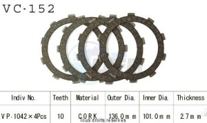Product image: Kyoto - VC152 - Clutch Plate kit complete Xl250 S 78-82   