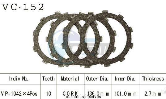Product image: Kyoto - VC152 - Clutch Plate kit complete Xl250 S 78-82    0