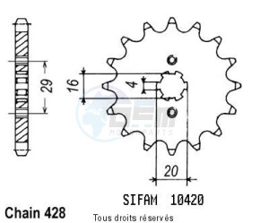 Product image: Sifam - 10420CZ14 - Sprocket Ts 80 X 84-85   10420cz   14 teeth   TYPE : 428 