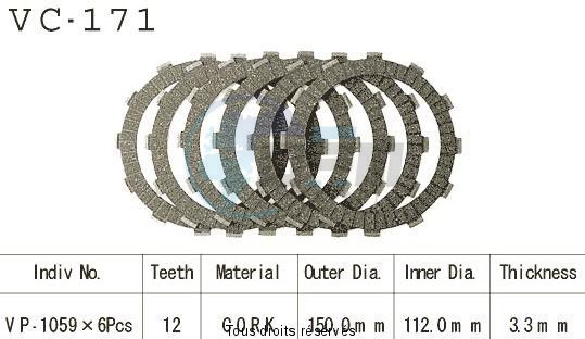 Product image: Kyoto - VC171 - Clutch Plate kit complete Cb/Cbx650 82    0
