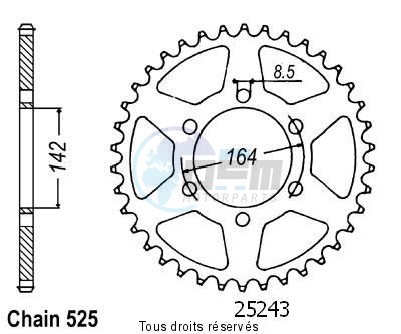 Product image: Sifam - 25243CZ44 - Chain wheel rear Gt 650 Comet 04-   Type 525/Z44  0