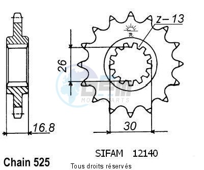Product image: Sifam - 12140CZ15 - Sprocket Cbr 900 Rr 96-99   12140cz   15 teeth   TYPE : 525  0