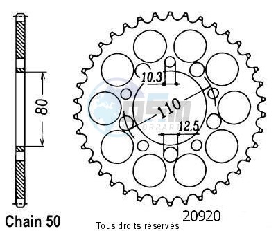 Product image: Sifam - 20920CZ42 - Chain wheel rear Cb 1000 F 93-98   Type 530/Z42  0