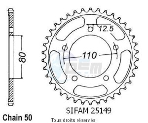 Product image: Sifam - 25149CZ45 - Chain wheel rear Triumph 1200 Trophy Z   Type 530/Z45 