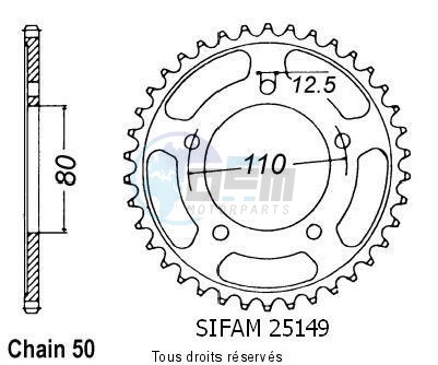 Product image: Sifam - 25149CZ45 - Chain wheel rear Triumph 1200 Trophy Z   Type 530/Z45  0
