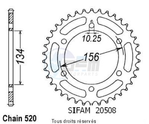 Product image: Sifam - 20508CZ40 - Chain wheel rear Kr1 250 89   Type 520/Z40 